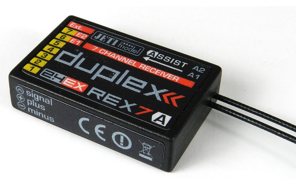 Empfänger Duplex REX 7 Assist 2.4 GHz EX<br>Telemetrie-fähiger 7 Kanal Empfänger kompatibel mit Duplex 2.4 GHz EX und EX-Bus Protokoll