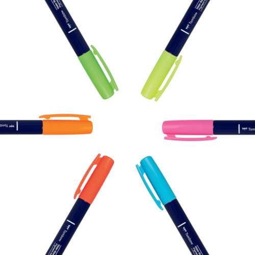TOMBOW® Fudenosuke Brush Pen Neon, 6er-Set
