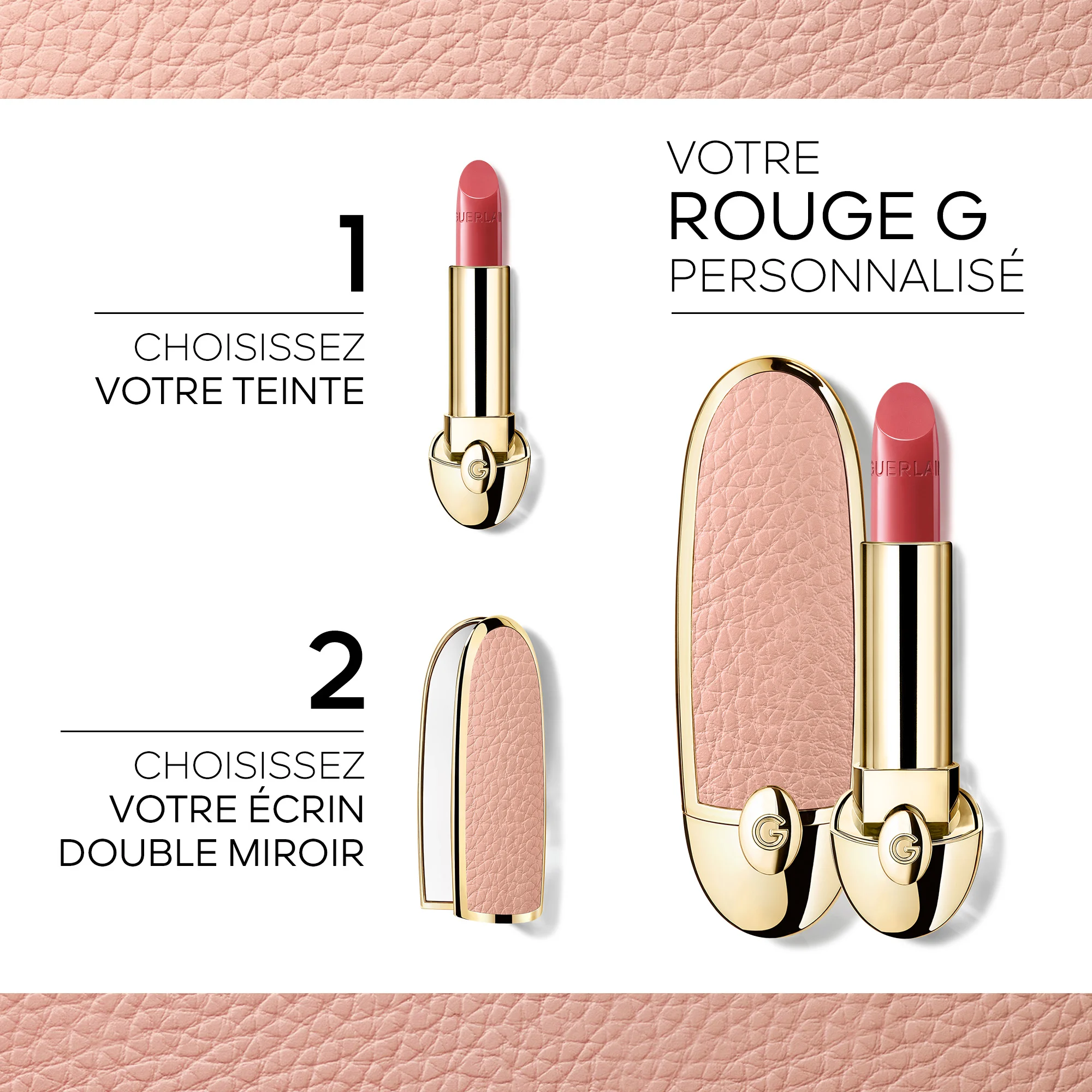 ROUGE G L'écrin bijou double miroir Le rouge à lèvres soin personnalisable |- Le Nude