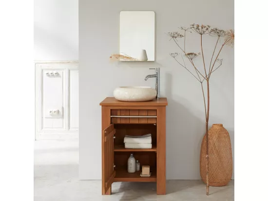 Meuble de salle de bain en teck massif 60 cm