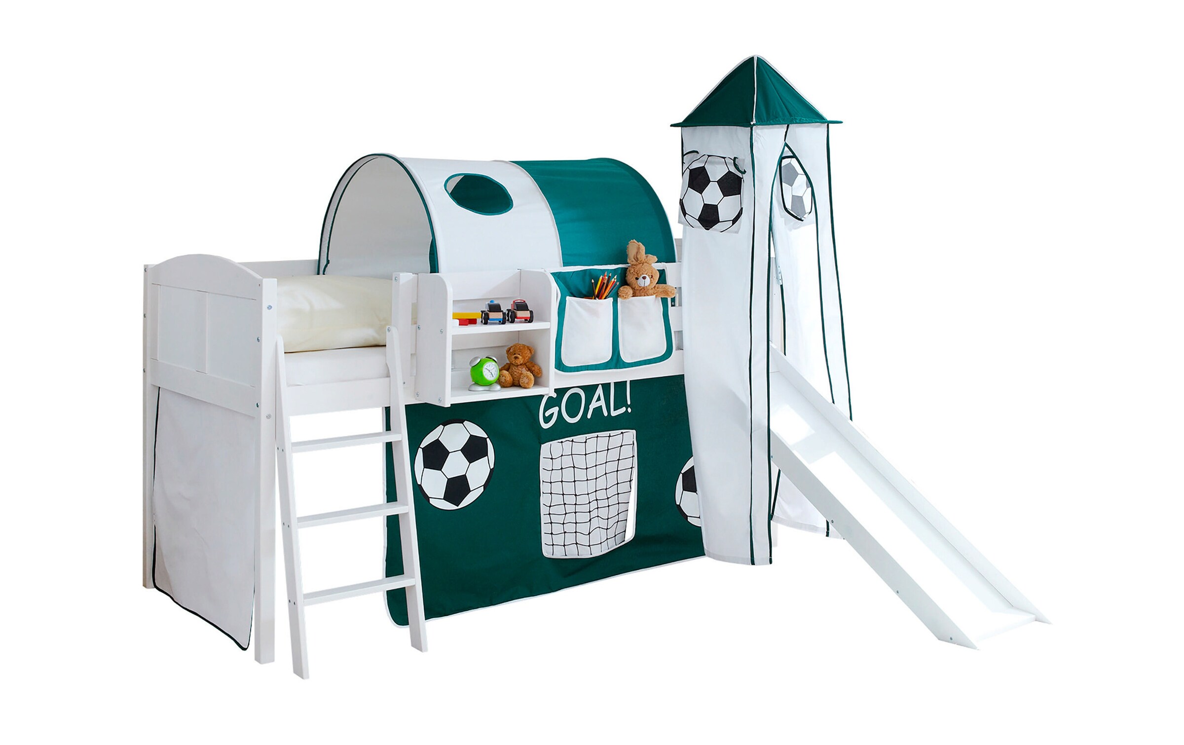 Ticaa Hochbett mit Rutsche Rutschbett mit Turm 