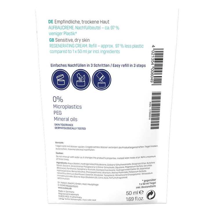 Eubos Sensitive Aufbaucreme Nachfüllbeutel, 50 ml