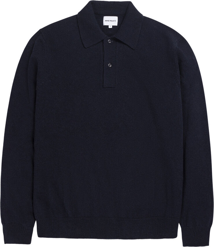 Norse Projects Marco Lambswool Polo Blå