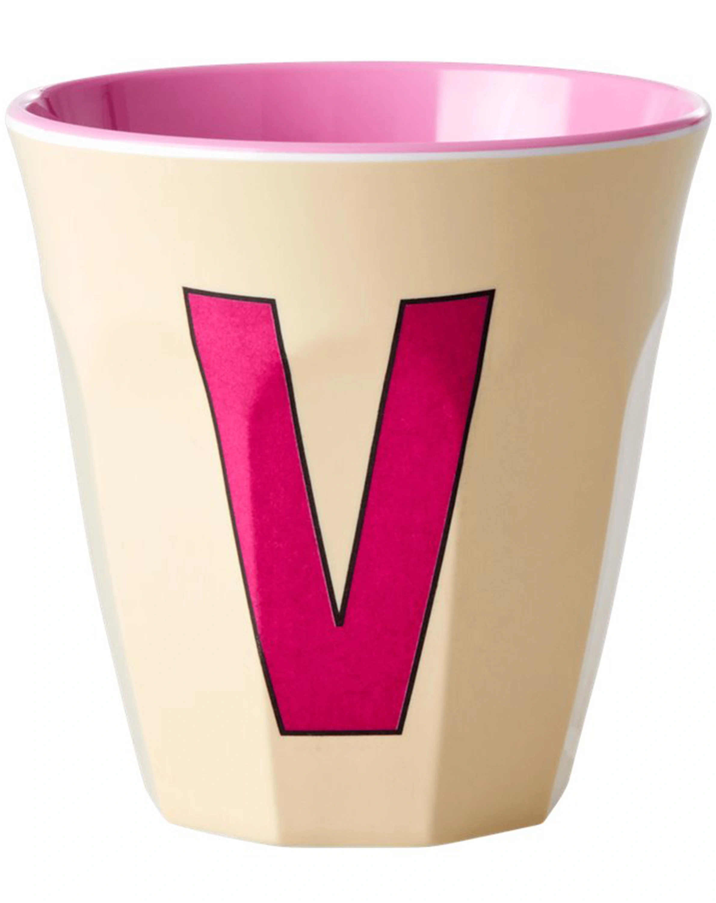 Melamin-Becher LETTER V - MEDIUM in soft yellow