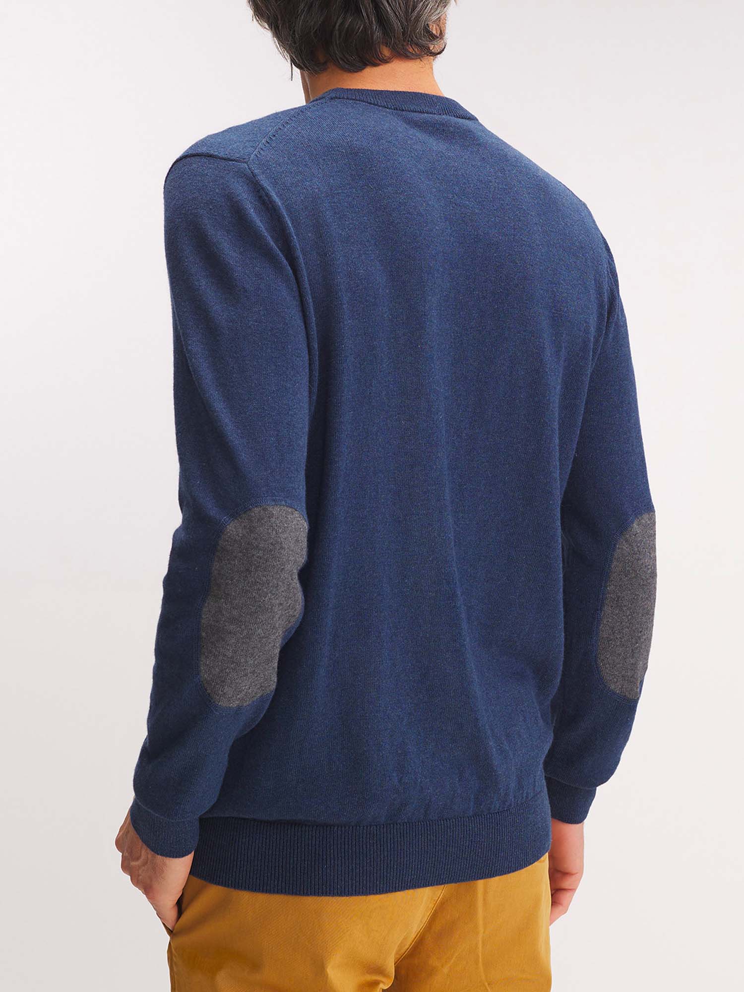Pull Homme Col Rond Laine Coton Marine