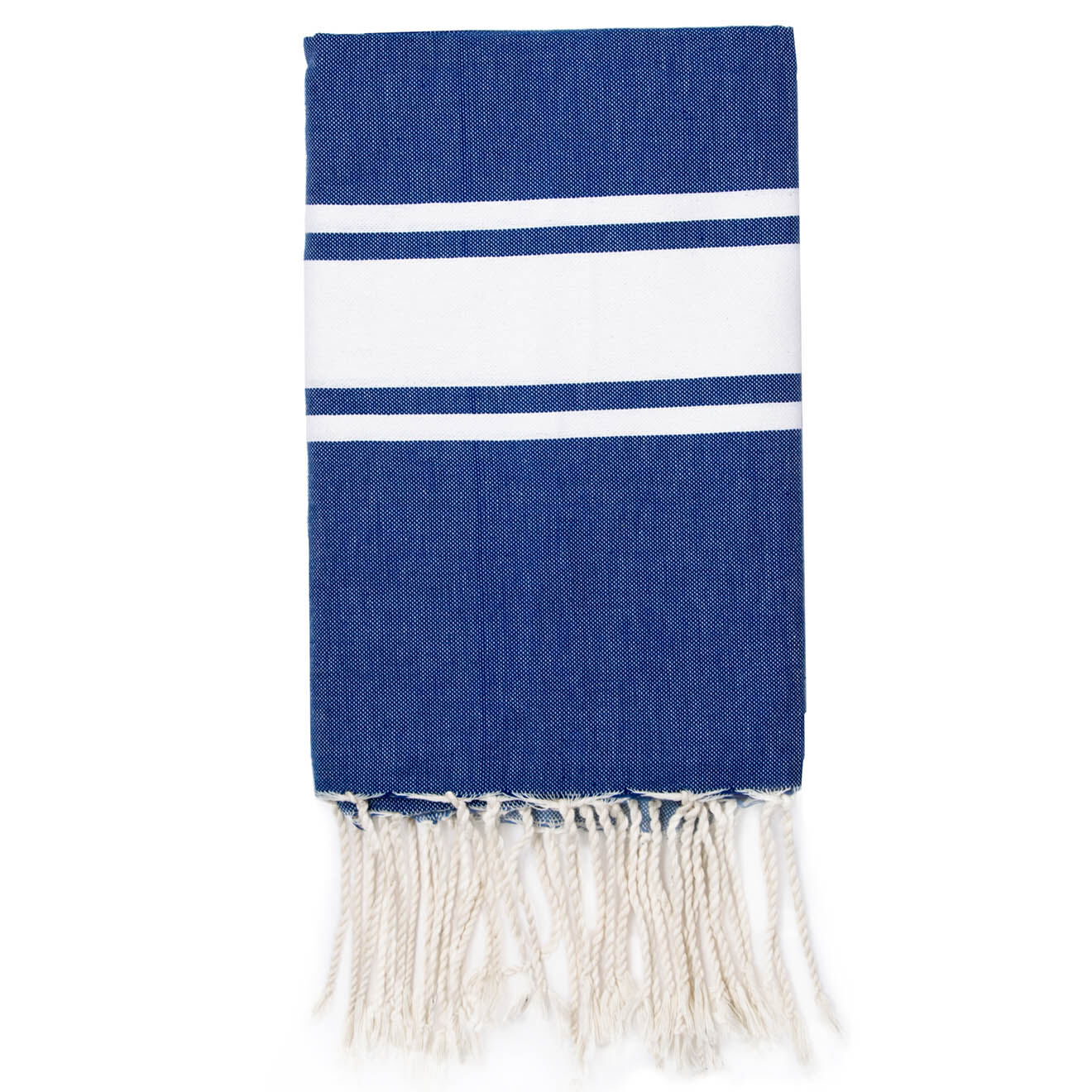 Febronie Fouta Traditionelle St Tropez bleu grecque/blanc - 100x200 cm