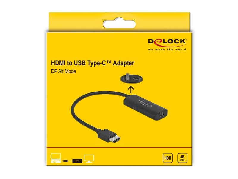 Delock Konverter 4K/60Hz HDMI - USB Type-C Delock Adapter HDMI-A Stecker zu USB Type-C Buchse (DP Alt Mode) 4K 60 Hz