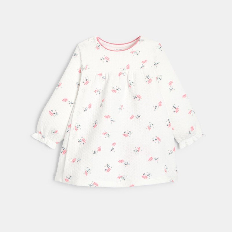 Robe fantaisie motif panda et legging assorti rose bébé fille Blanc