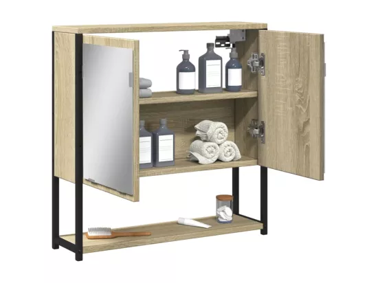 Prolenta Premium - Armoire de salle de bain à miroir chêne sonoma bois ingénierie
