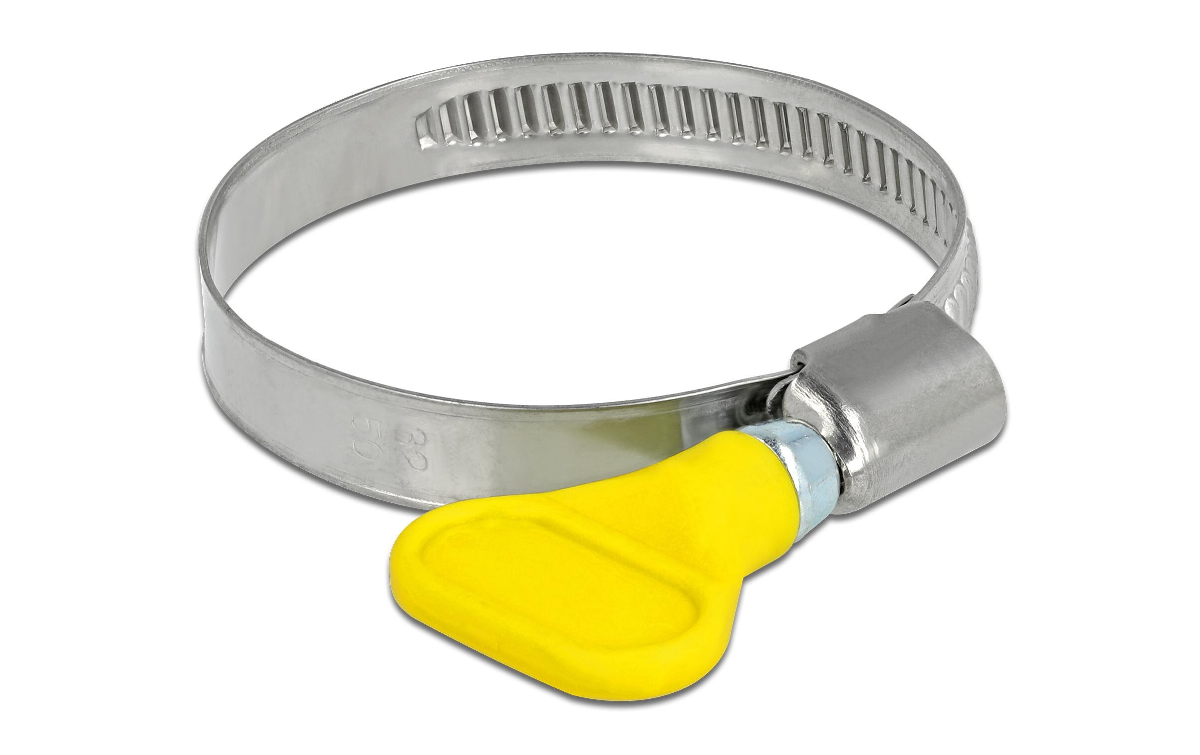 Schlauchschellen-Set Edelstahl 400 SS 32-50 mm, Gelb 5 StückSchlauchschelle Edelstahl 400 SS mit Flügelmutter 32 - 50 mm 5 Stück gelb