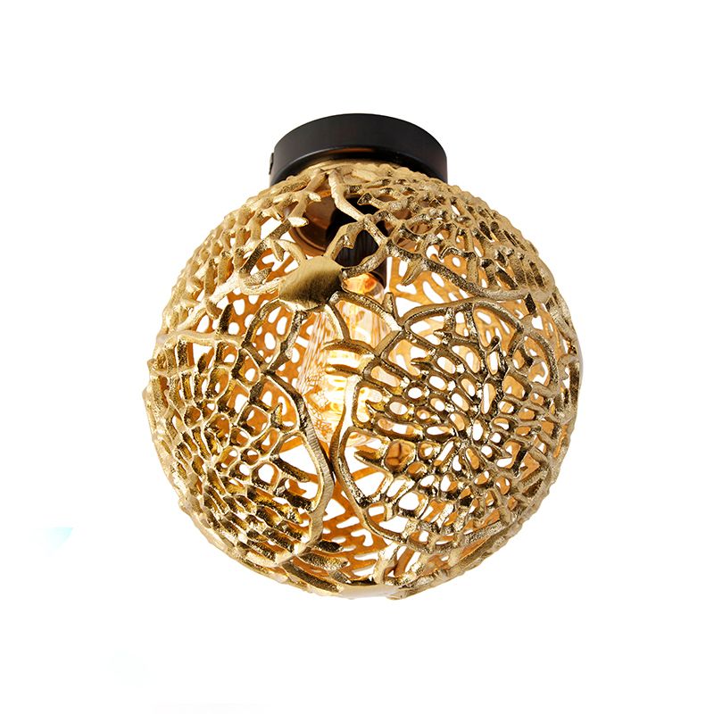Art deco plafondlamp goud met zwart - Maro