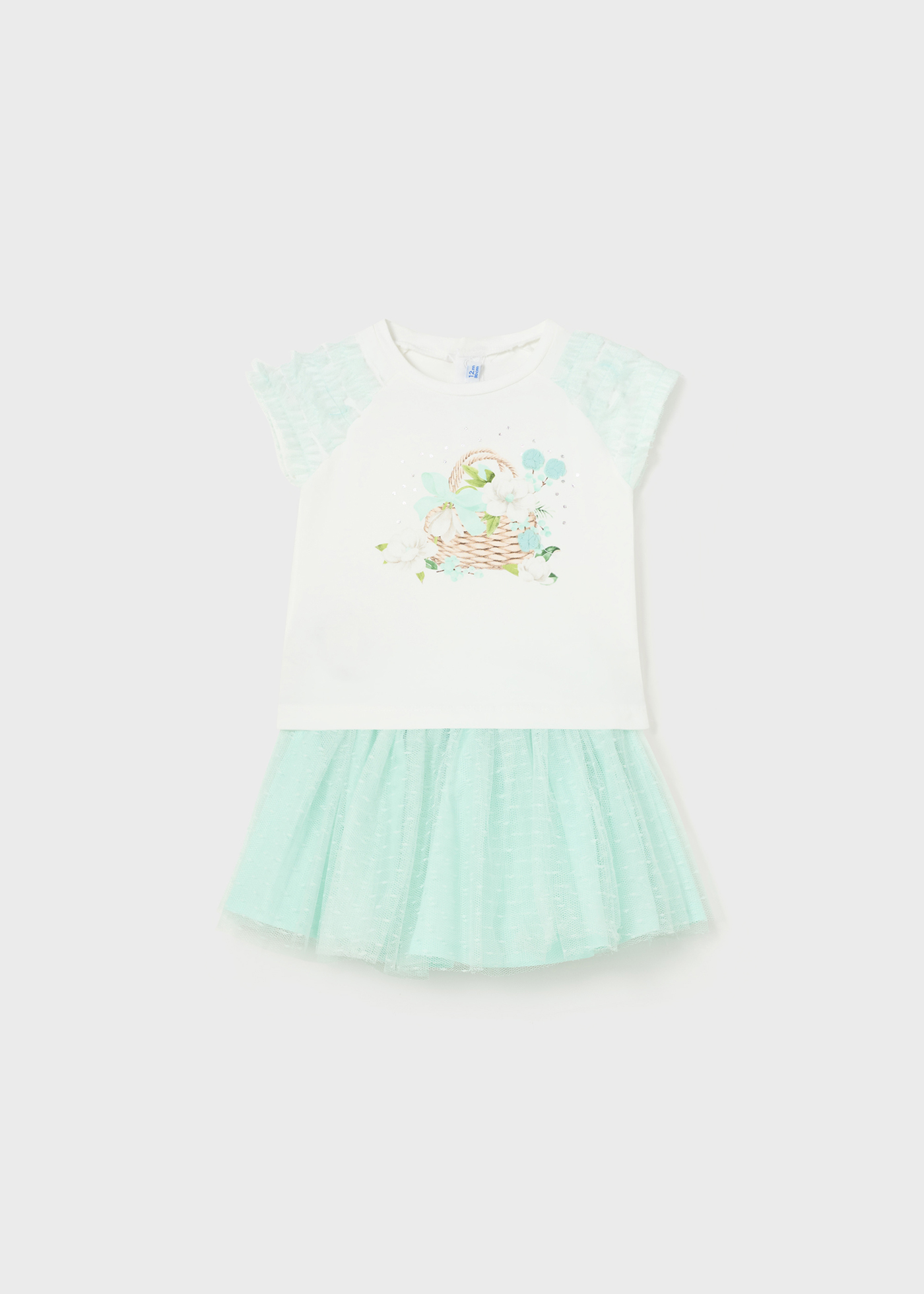 Conjunto de duas peças com saia de tule para bebê