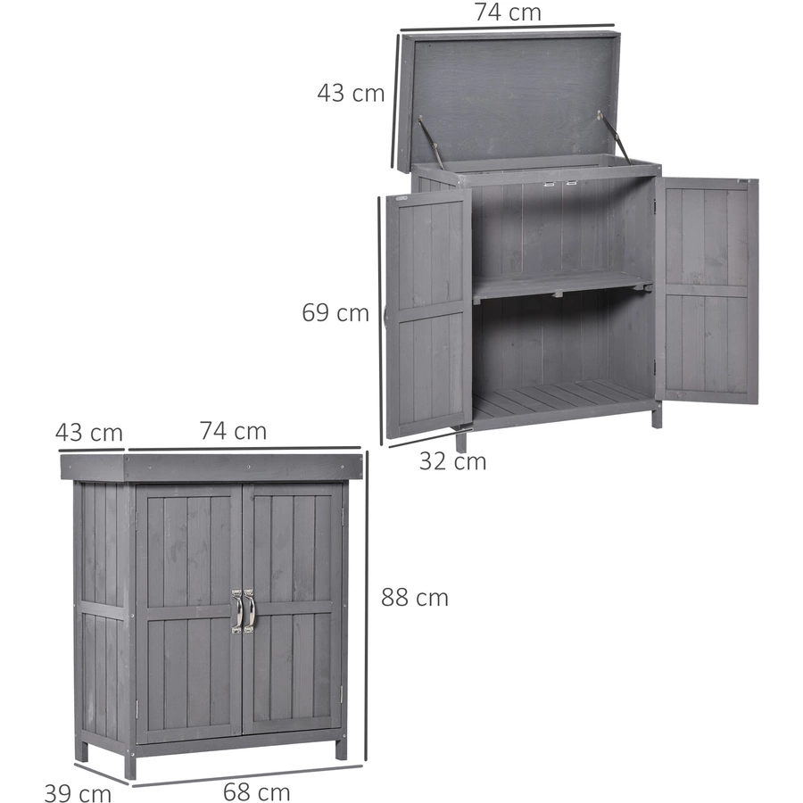 Outsunny Geräteschrank mit 2 Fächer natur