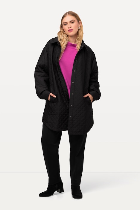 Stepp-Overshirt, Druckknöpfe, Hemdkragen, Langarm