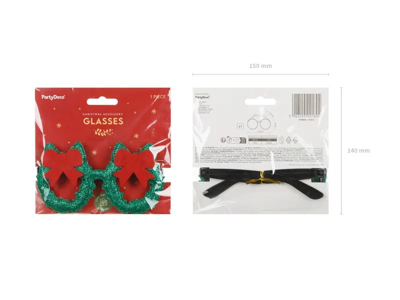 Kerst Bril Rood Groen Strik