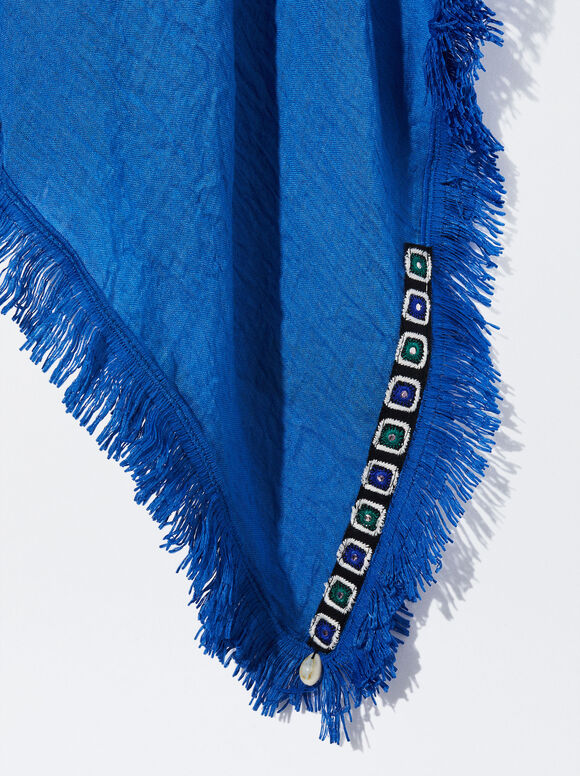 Caftan com franjas - Azul