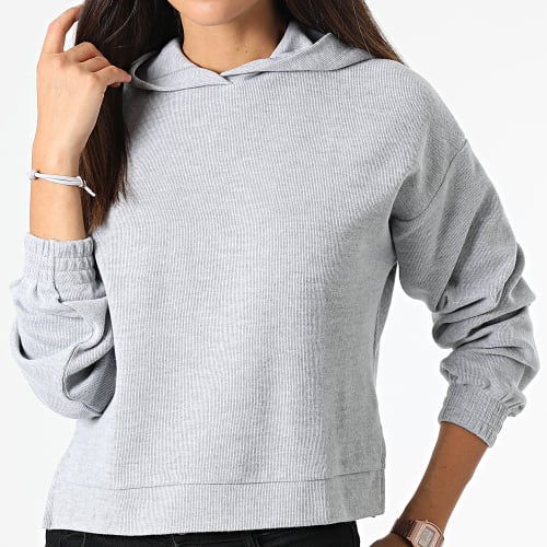 Pull Capuche Femme Crop 10047013 Gris Chiné