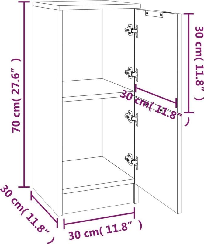 vidaXL - Dressoirs - Zwart - Bewerkte Hout - Set van 2