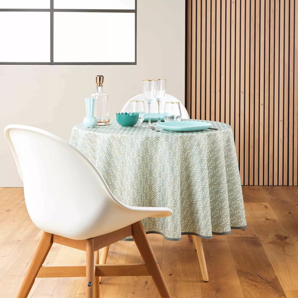 Nappe ronde anti tache (180 cm) Piana Vert sauge