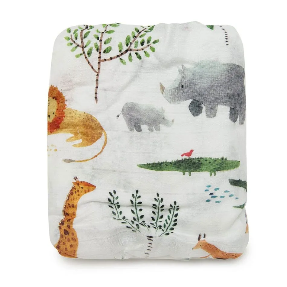 Loulou Lollipop Drap Contour + Couverture Mousseline Bambou  - Safari