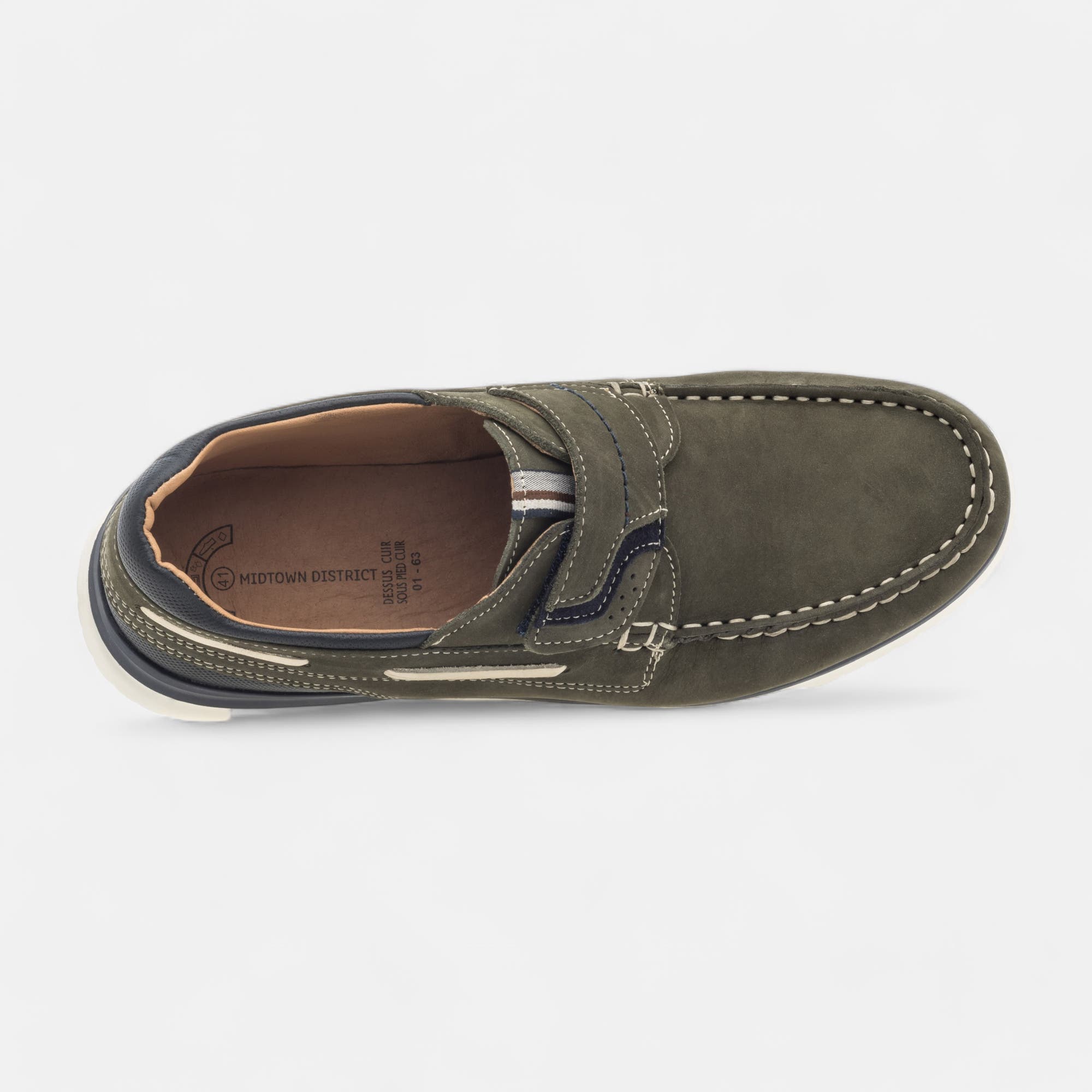 Mocassins Homme en cuir kaki