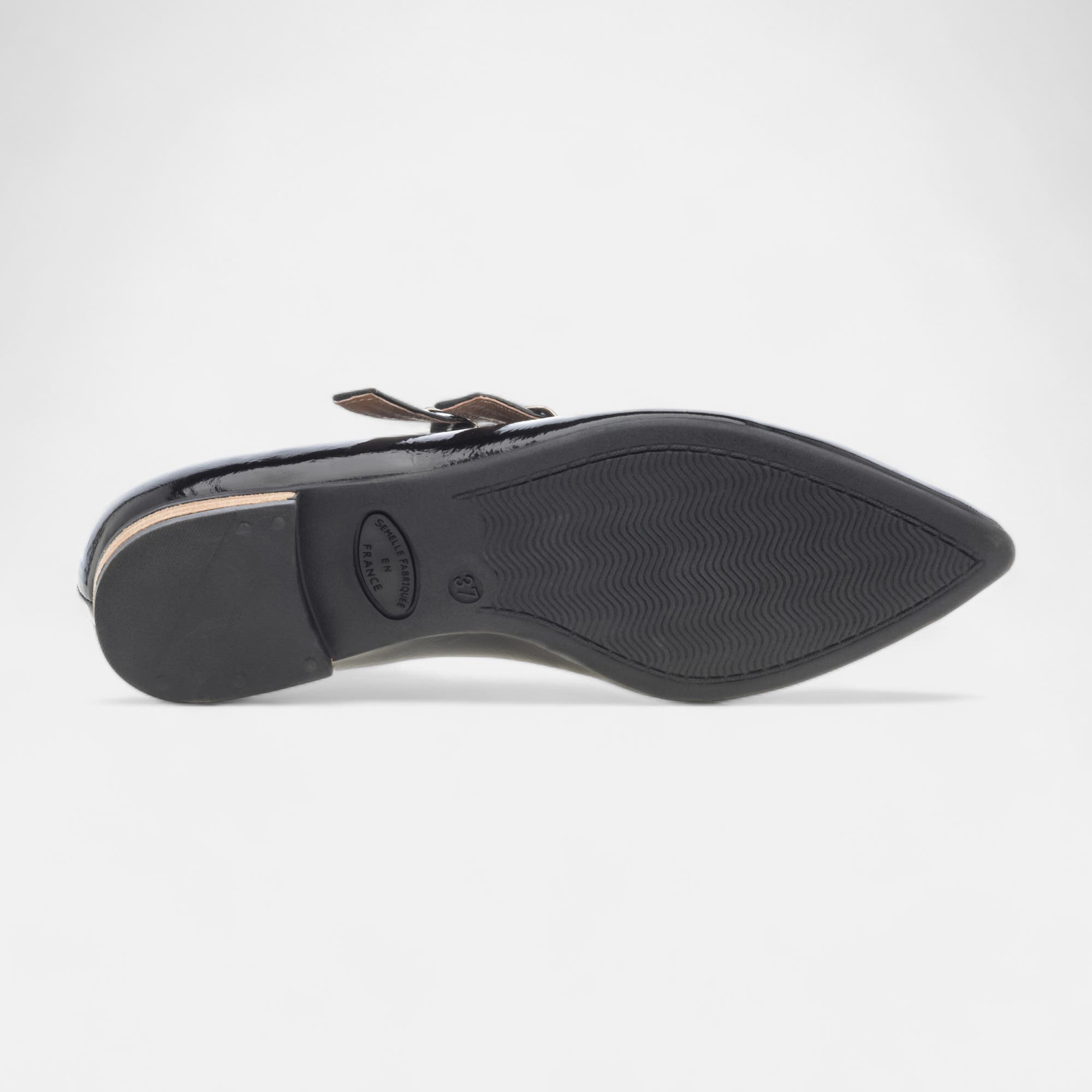 Ballerines Femme en cuir noir vernis