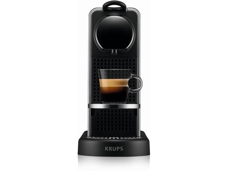 Krups Kaffeemaschine Nespresso CitiZ Platinum Schwarz/Titan Elegante Nespressomaschine