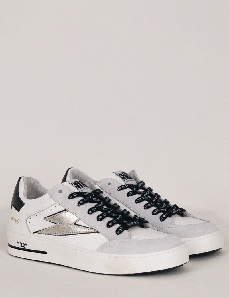 SEMERDJIAN BASKETS NOUBAR BASSES CUIR BLANC ARGENT 10489