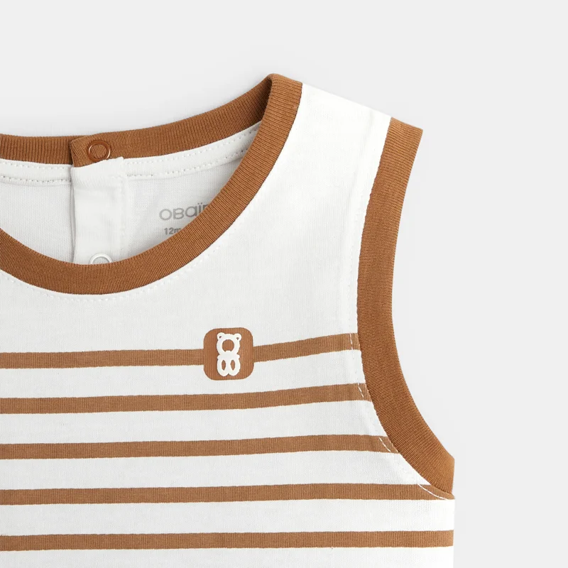 Débardeur jersey rayé marron bébé garçon Marron