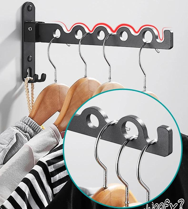 (80cm) Metall Wand Wäscheständer Klappbare Kleider Stange - Schwarz