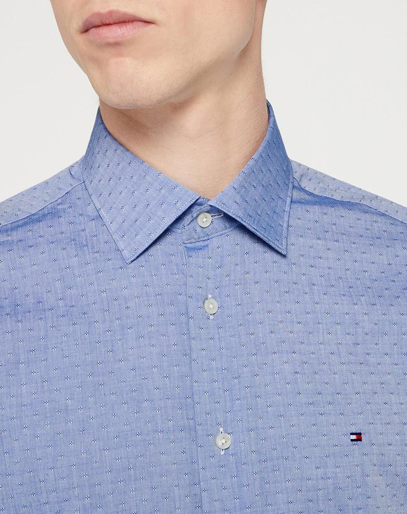 Tommy Hilfiger Chemise Regular Dobby imprimé géométrique  bleu moyen