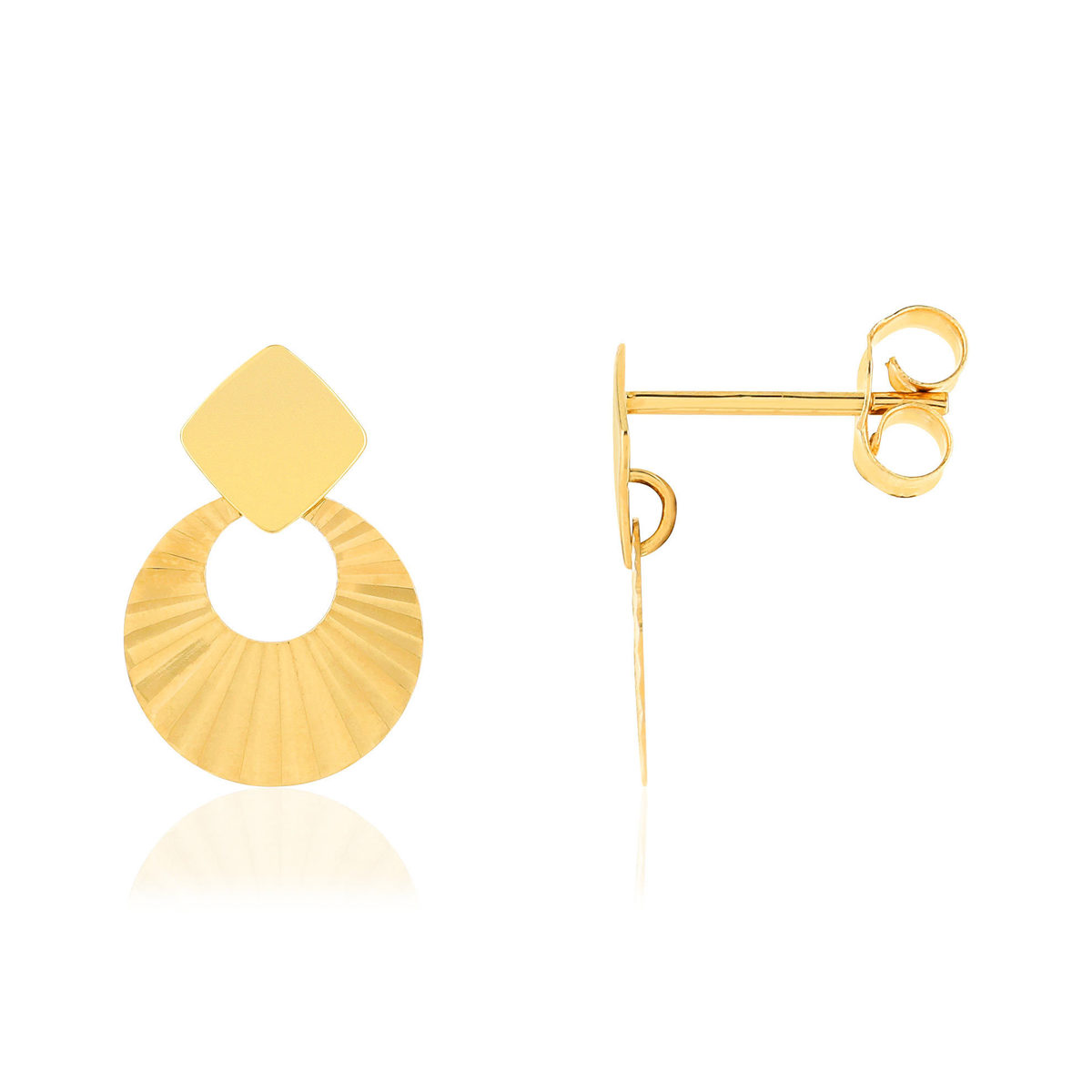 Boucles d'oreilles or jaune 750 effet ciselé