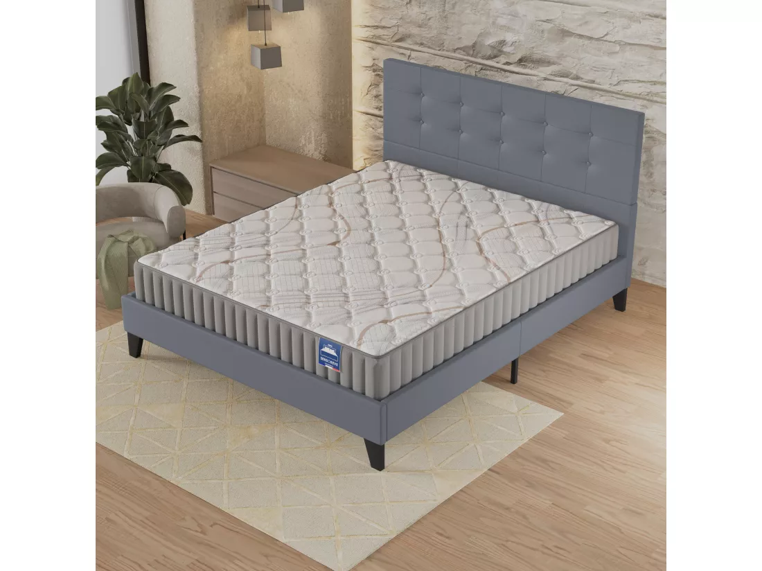 Ensemble Matelas + Lit Avec Tête De Lit 160x200 Cm, Sirius 22cm D’épaisseur Latex Naturel