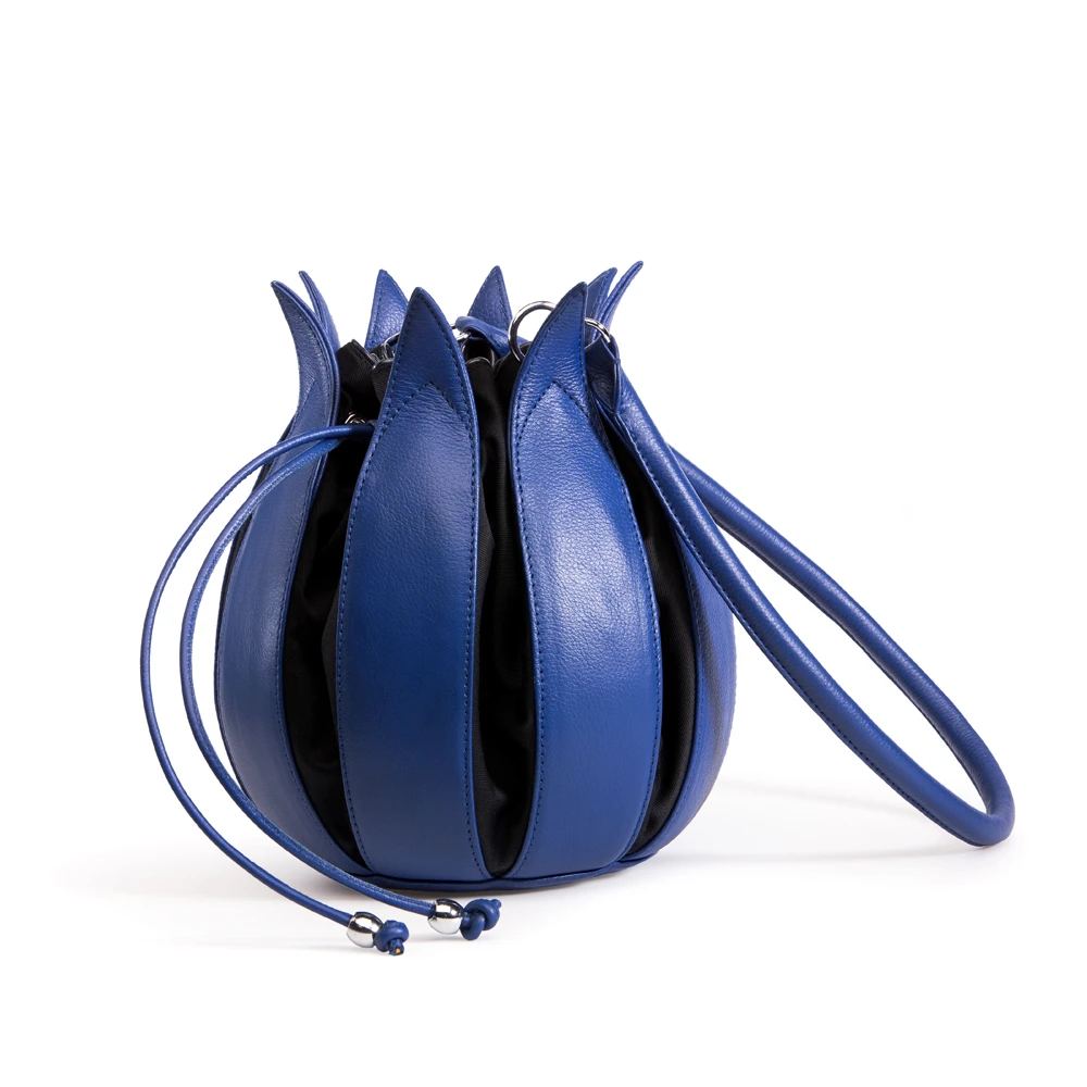 Tulip Structure Leather Cobalt - Black Canvas Medium