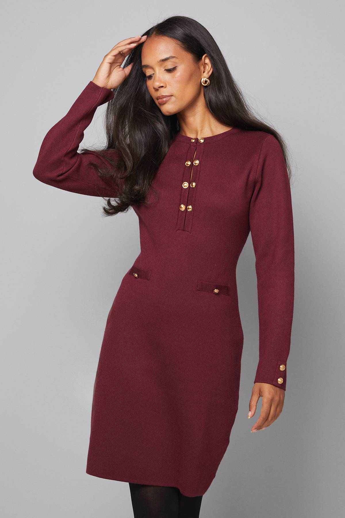 Wallis Robe Midi Tricotée à Double Boutonnage
