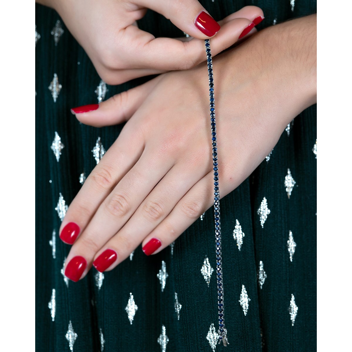 Bracelet Saphir Rond & Argent 925 Élégant