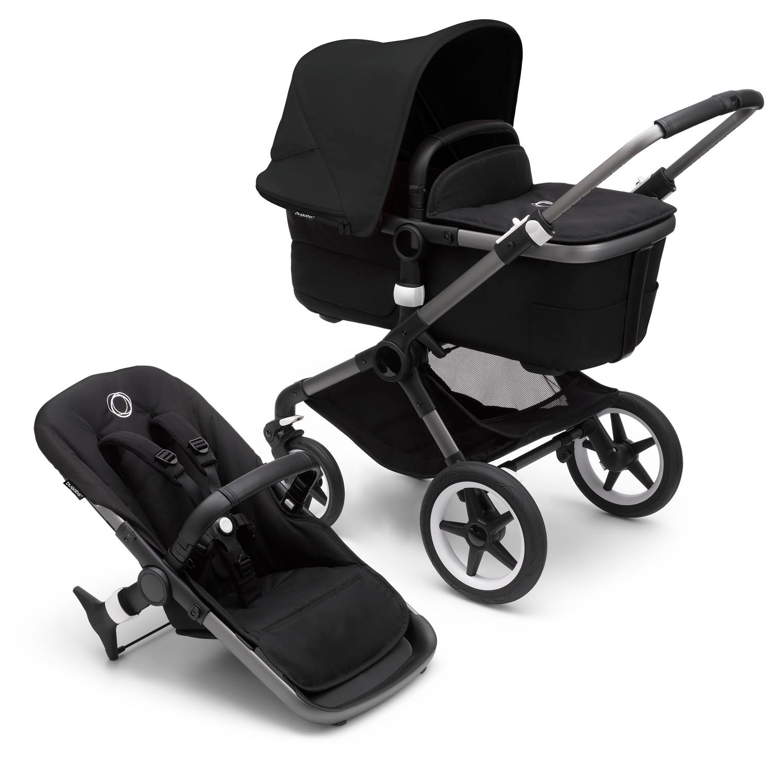 Bugaboo Fox3 complete kinderwagen Graphite Midnight Black nu met voetenzak Graphite Midnight Black