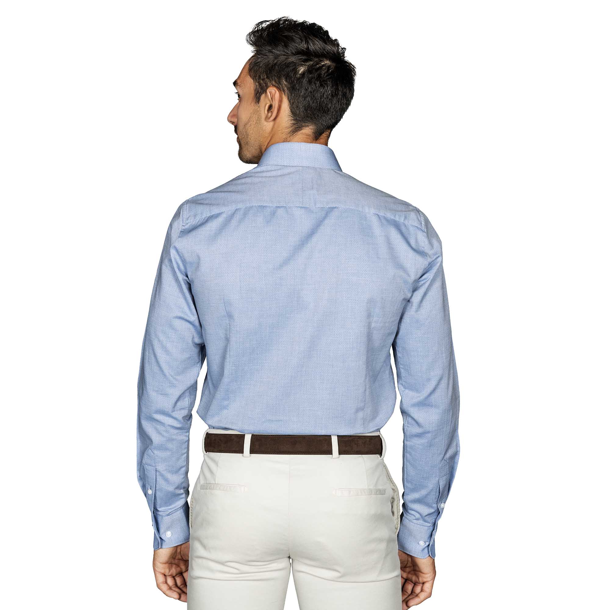 Chemise cintrée bleu motifs losange