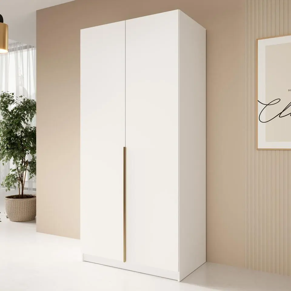 Meubella - Kledingkast Bruno 2 - Wit - 100 cm