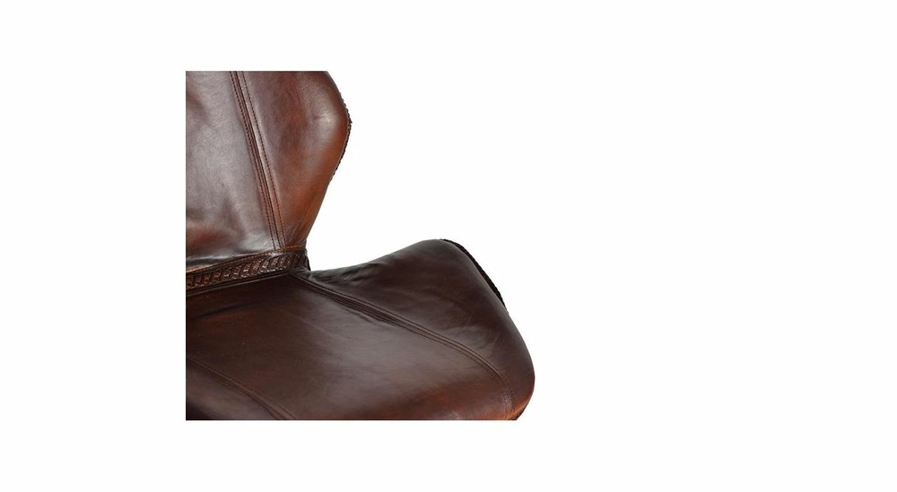 Chaise haute fer, cuir marron 49x50x102cm - fer-cuir