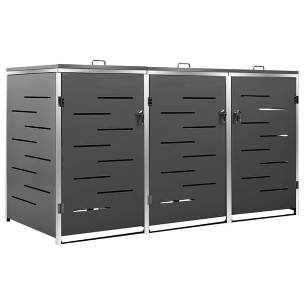 vidaXL Søppeldunkskur trippelt 207x77,5x112,5 cm rustfritt stål