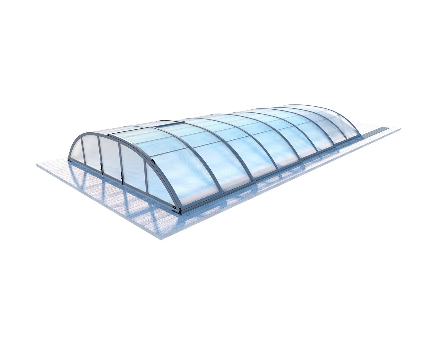 Abri de piscine horizon - 8,61x4,62 m - polycarbonate alvéolaire 8 mm - couleur ral7037 gris