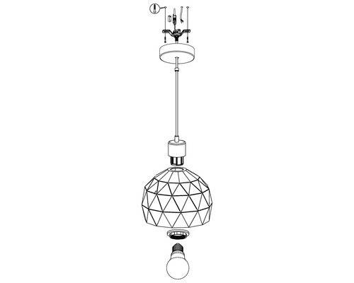 Hanglamp, 1-lichts, HxØ 110x17 cm, zwarte buitenkant, gouden binnenkant