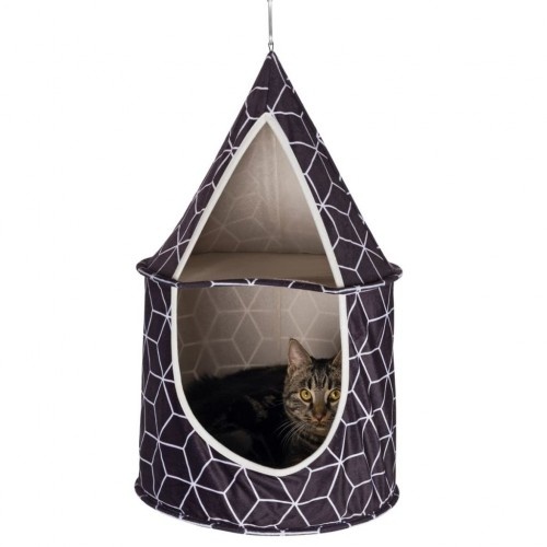 Cama caverna de dois andares Hanka para gatos, preta