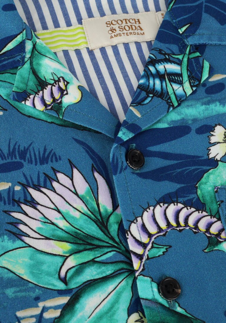SCOTCH & SODA blauwe scotch & soda polo all over printed short sleeve shirt