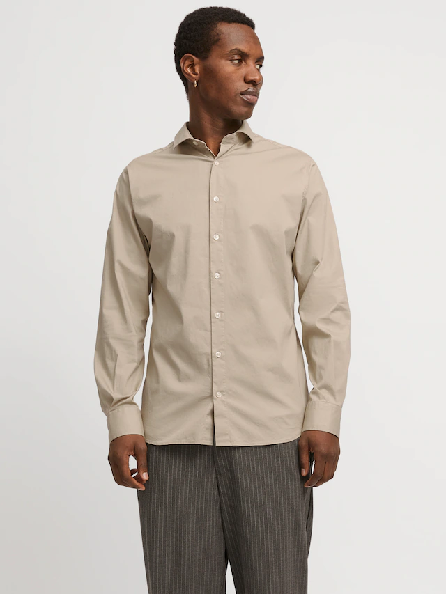 Jack & Jones Langarmhemd »JPRBLAJAXON mit Stretchanteil und stylischem Kragen«, unifarben, slim fit, Web, Hemdkragen, atmungsaktiv