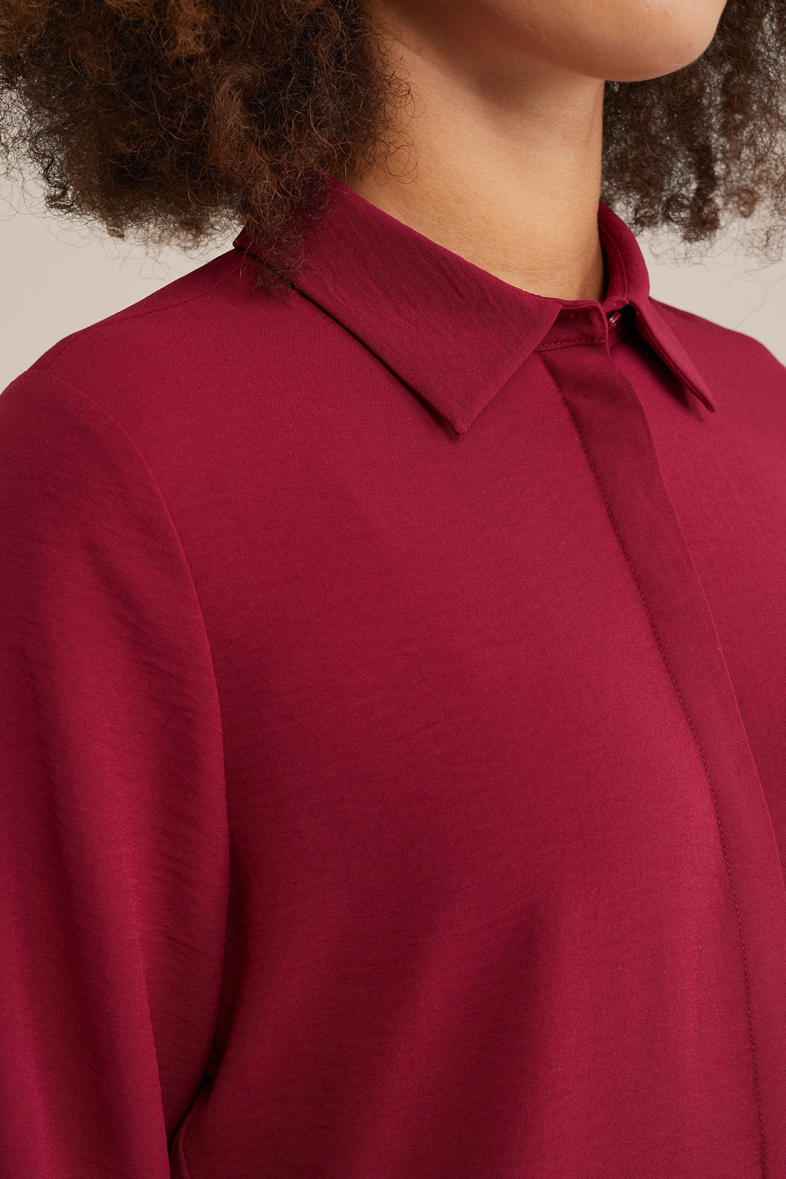 blouse met fijne structuur WE Fashion Bordeauxrood
