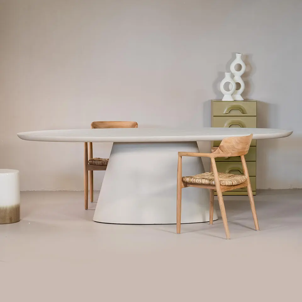 Eettafel Ovaal 160cm - Beige Eco Composiet - Cleo
