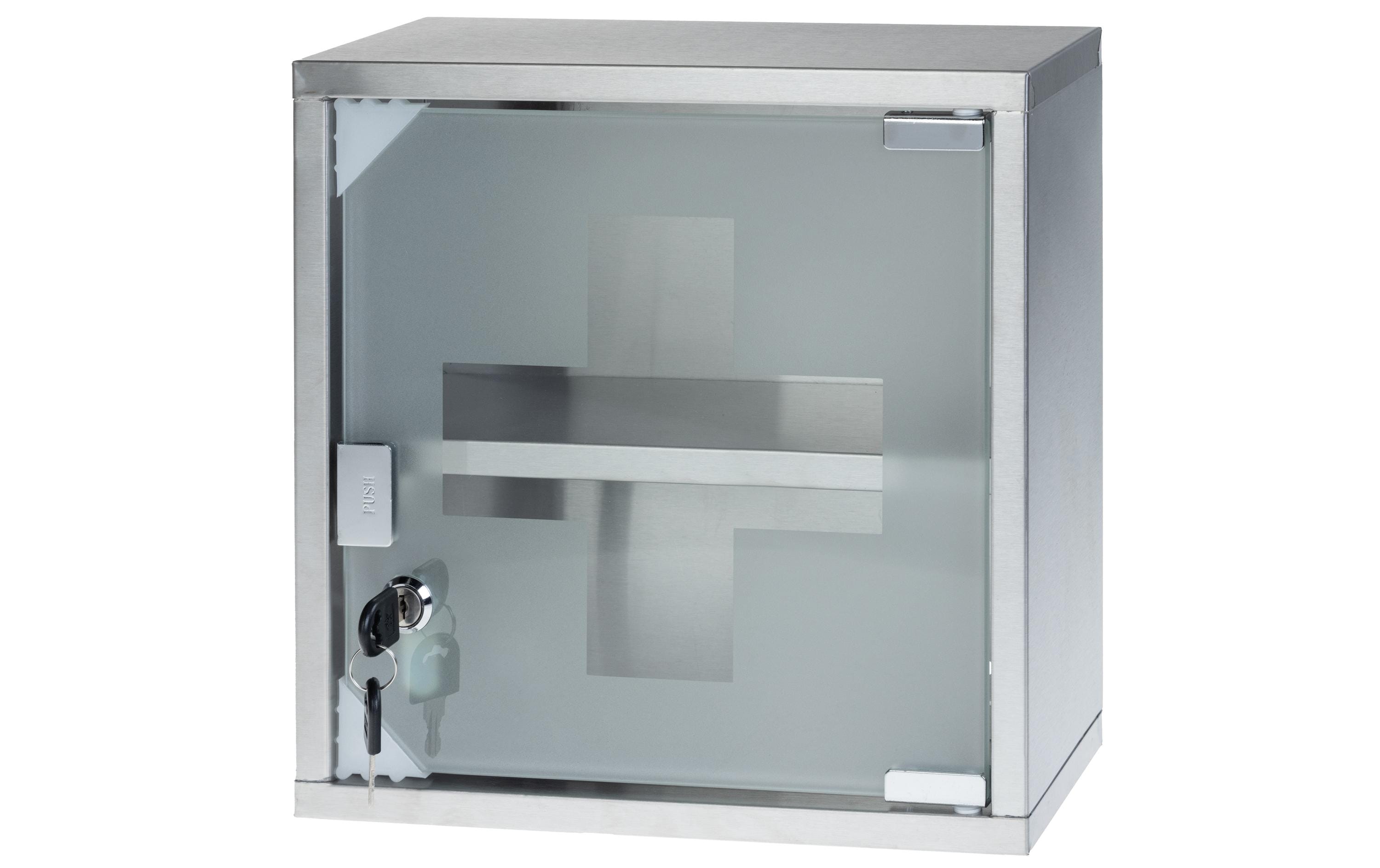 Erste Hilfe Schrank 30 x 30 x 12 cm, EdelstahlMedizinschrank zur Wandmontage