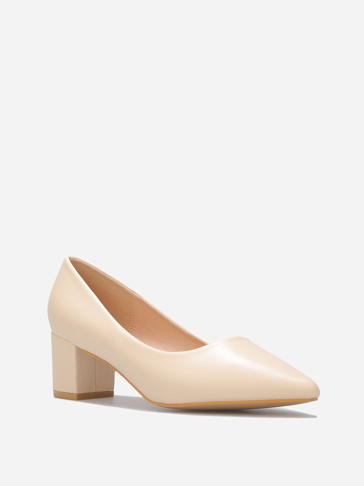 Escarpins à talon carré- Beige